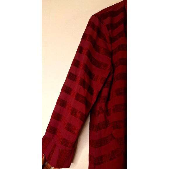 JOHN MARK Button Up Top Women's Sz M Velvet Striped Cotton/Linen Casual Workwear - Picture 11 of 14